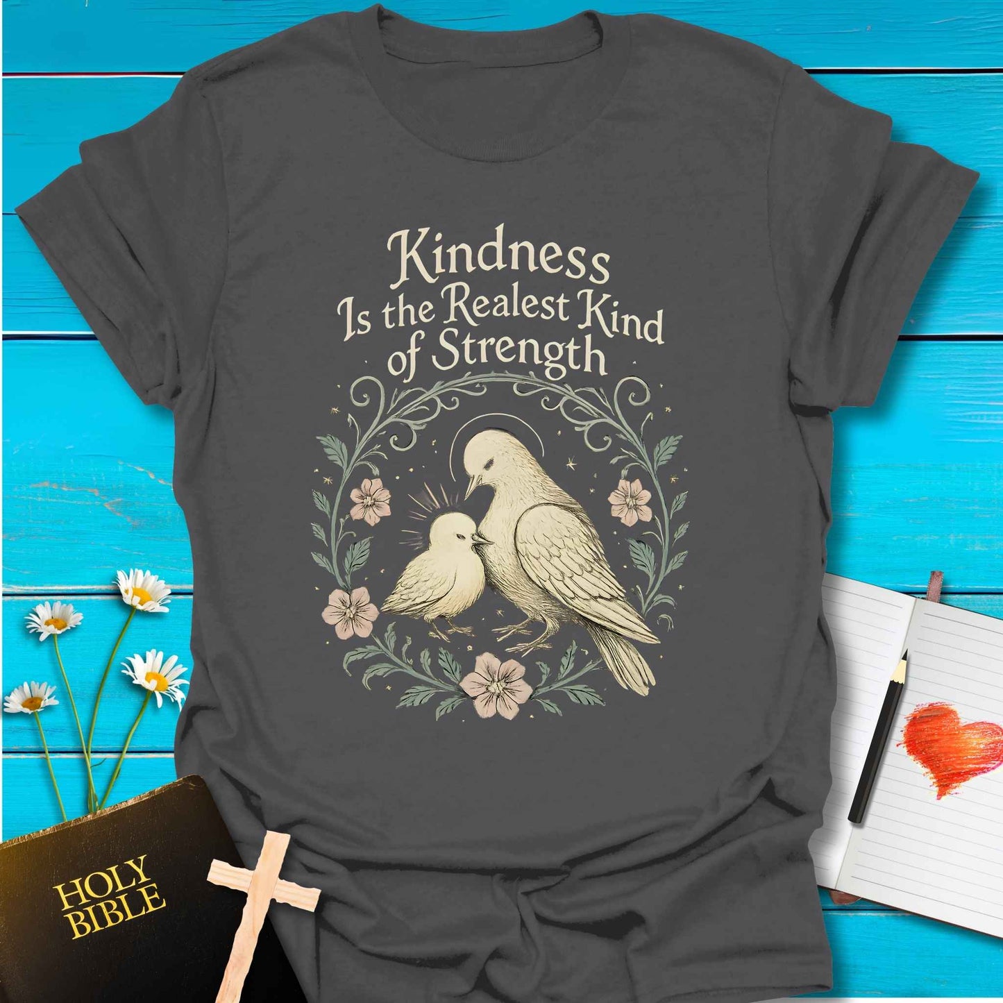T-Shirt Charcoal / S Kindness Strength T-Shirt Echo Kindness Printify