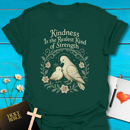 T-Shirt Forest Green / S Kindness Strength T-Shirt Echo Kindness Printify