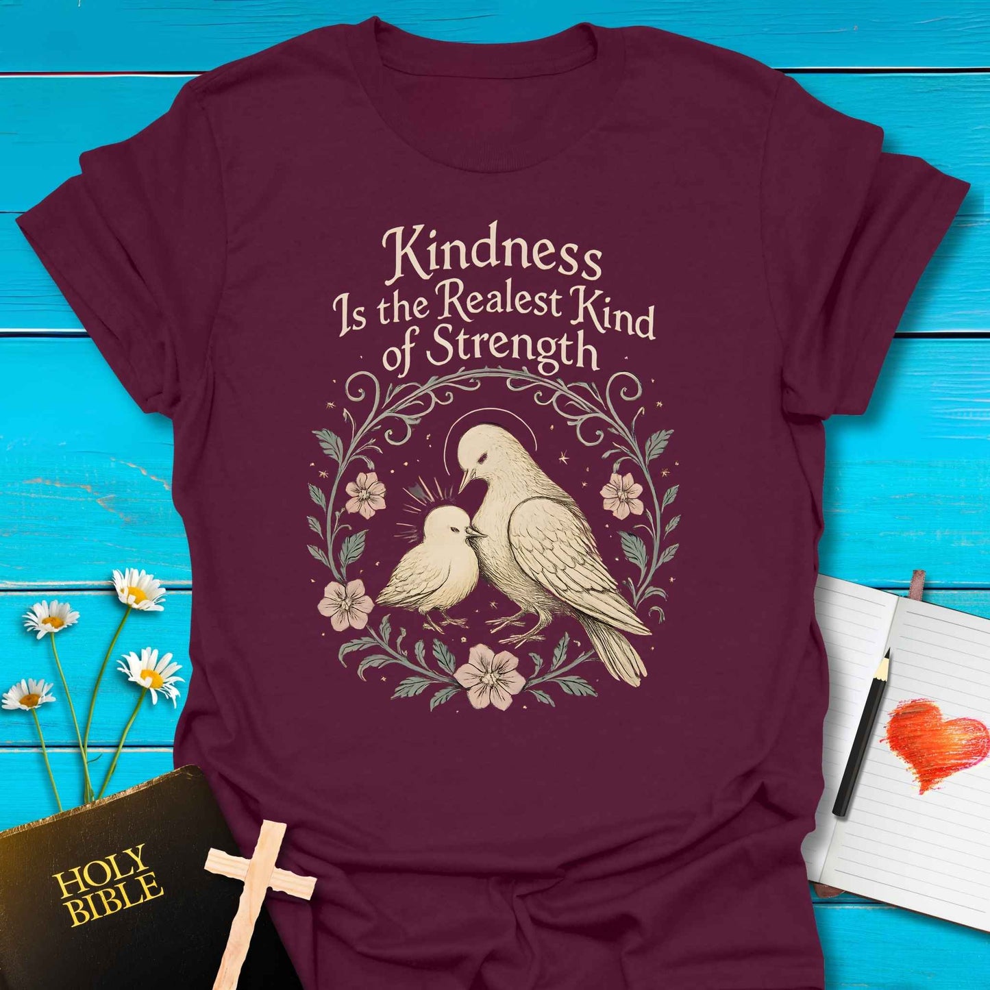 T-Shirt Maroon / S Kindness Strength T-Shirt Echo Kindness Printify
