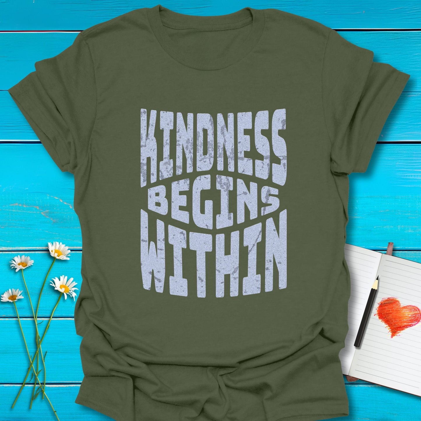 T-Shirt Military Green / S Kindness Within T-Shirt Echo Kindness Printify