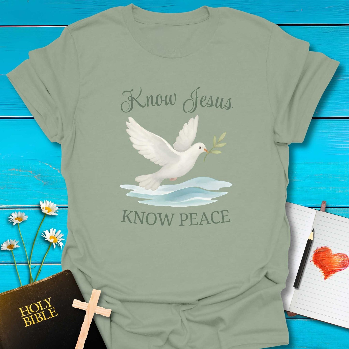 T-Shirt Sage / S Know Jesus Know Peace T-Shirt Echo Kindness Printify