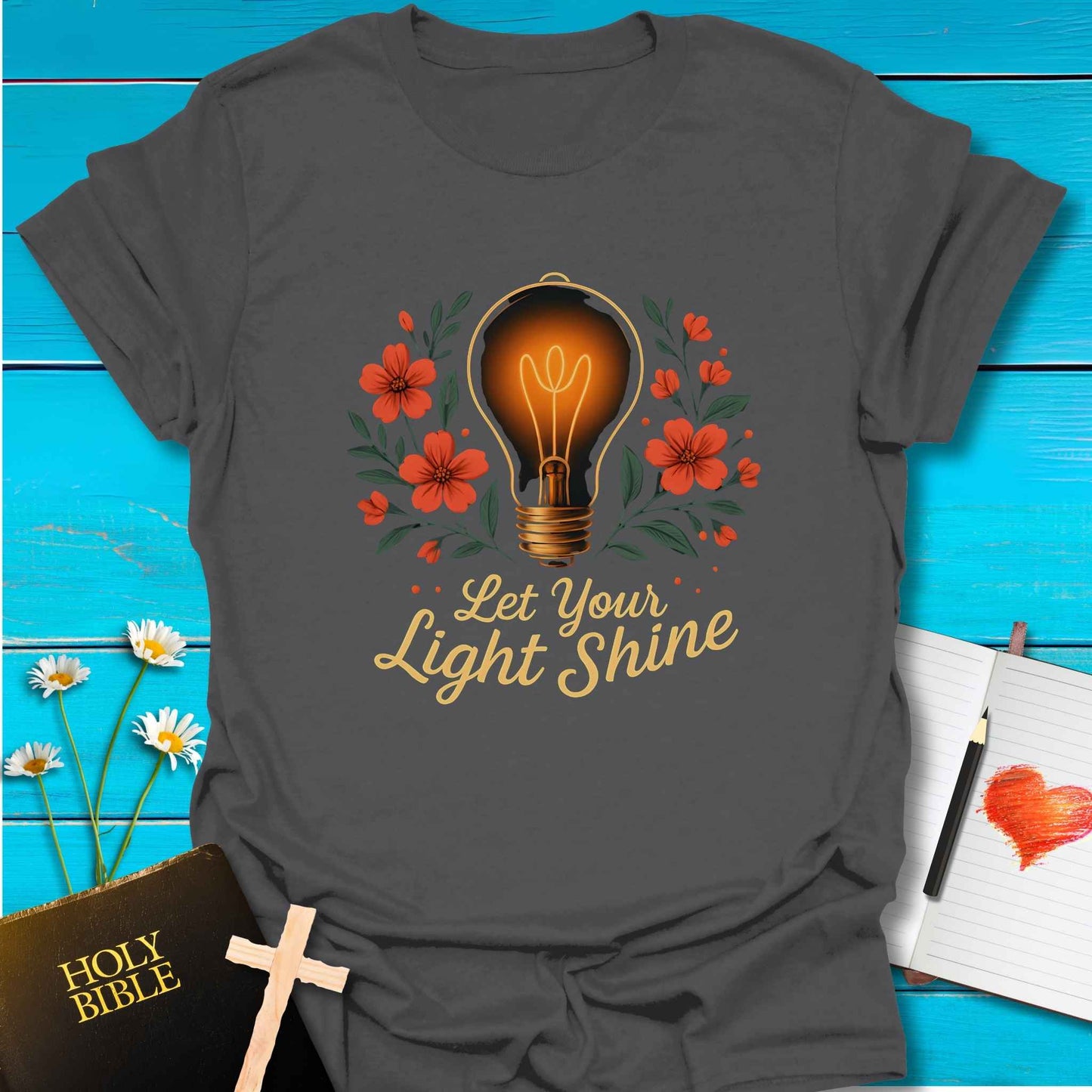 T-Shirt Charcoal / S Let Light Shine T-Shirt Echo Kindness Printify