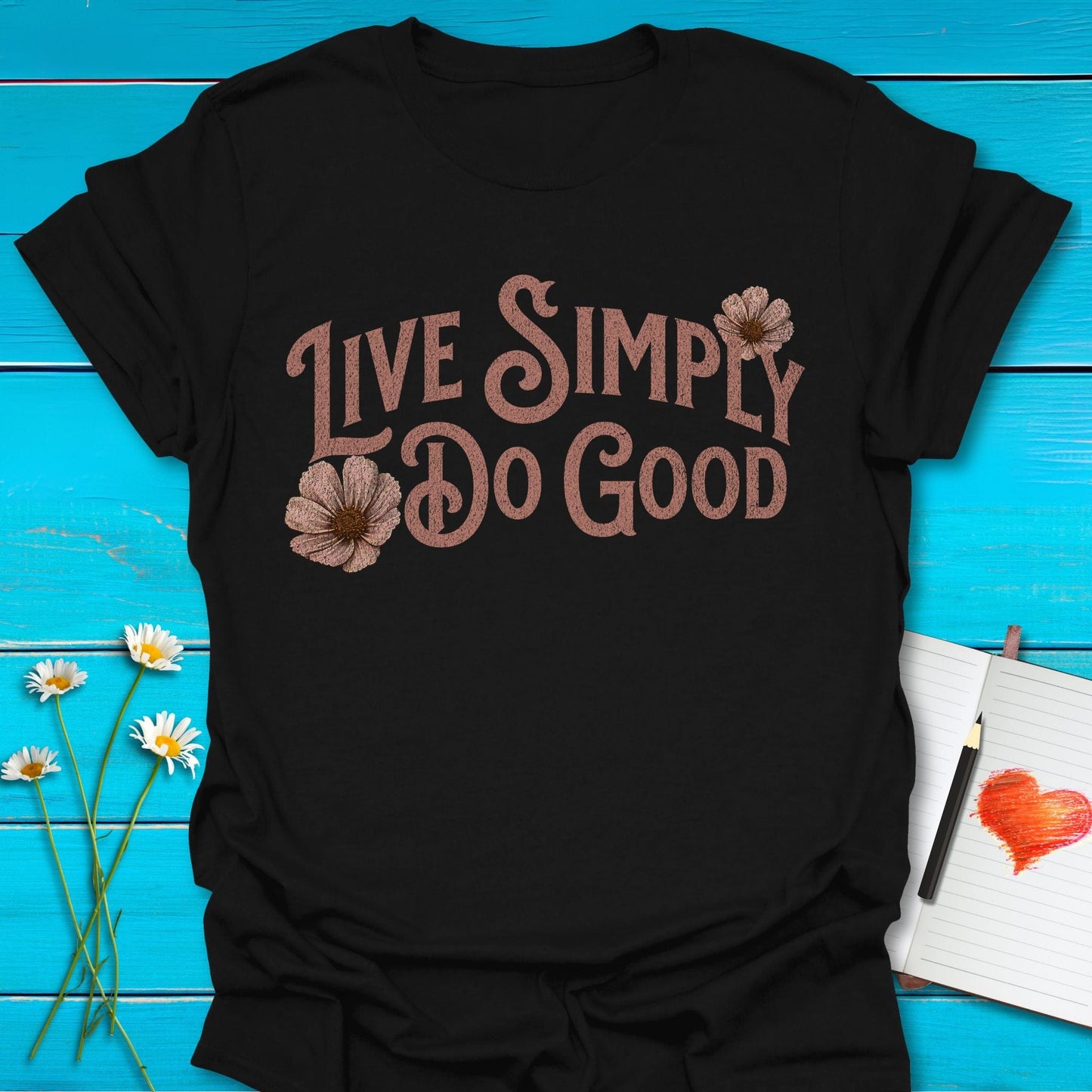 T-Shirt Black / S Live Simply T-Shirt Echo Kindness Printify