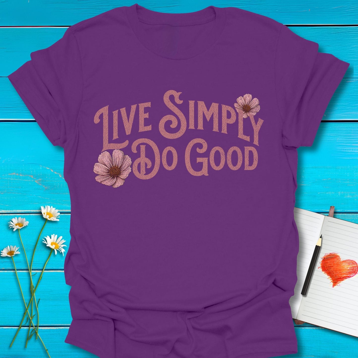 T-Shirt Purple / S Live Simply T-Shirt Echo Kindness Printify