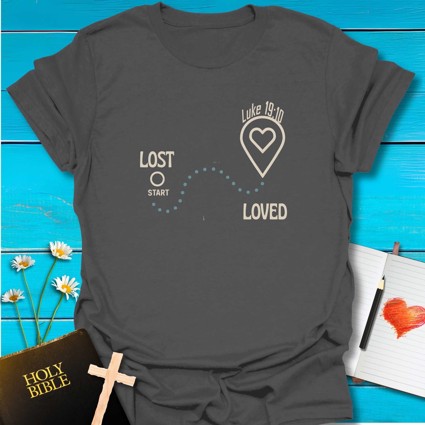 T-Shirt Charcoal / S Lost Loved T-Shirt Echo Kindness Printify
