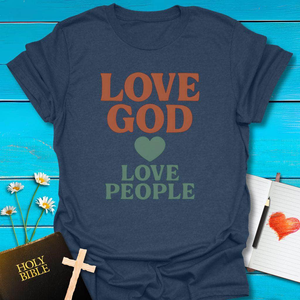 T-Shirt Heather Navy / S Love God Love People T-Shirt Echo Kindness