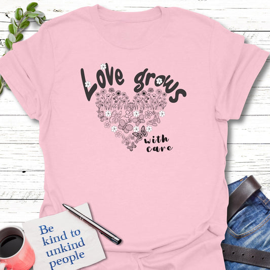 T-Shirt Light Pink / S Love Grows T-Shirt Echo Kindness Printify