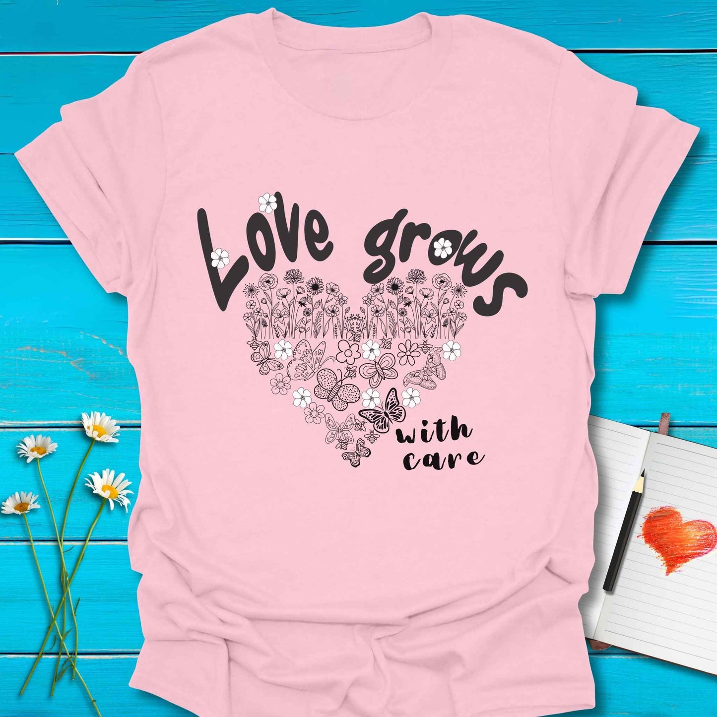 T-Shirt Light Pink / S Love Grows T-Shirt Echo Kindness Printify