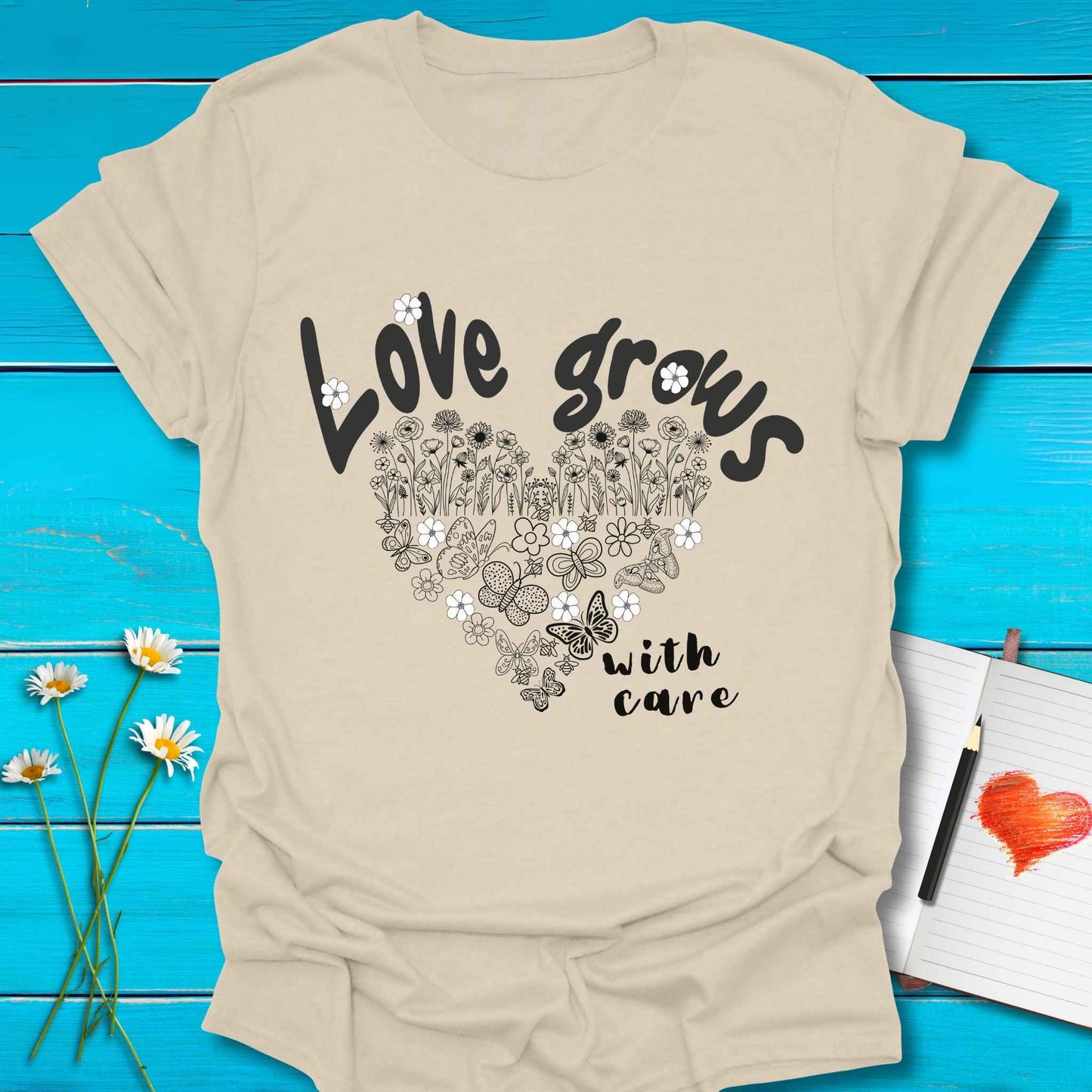 T-Shirt Natural / S Love Grows T-Shirt Echo Kindness Printify