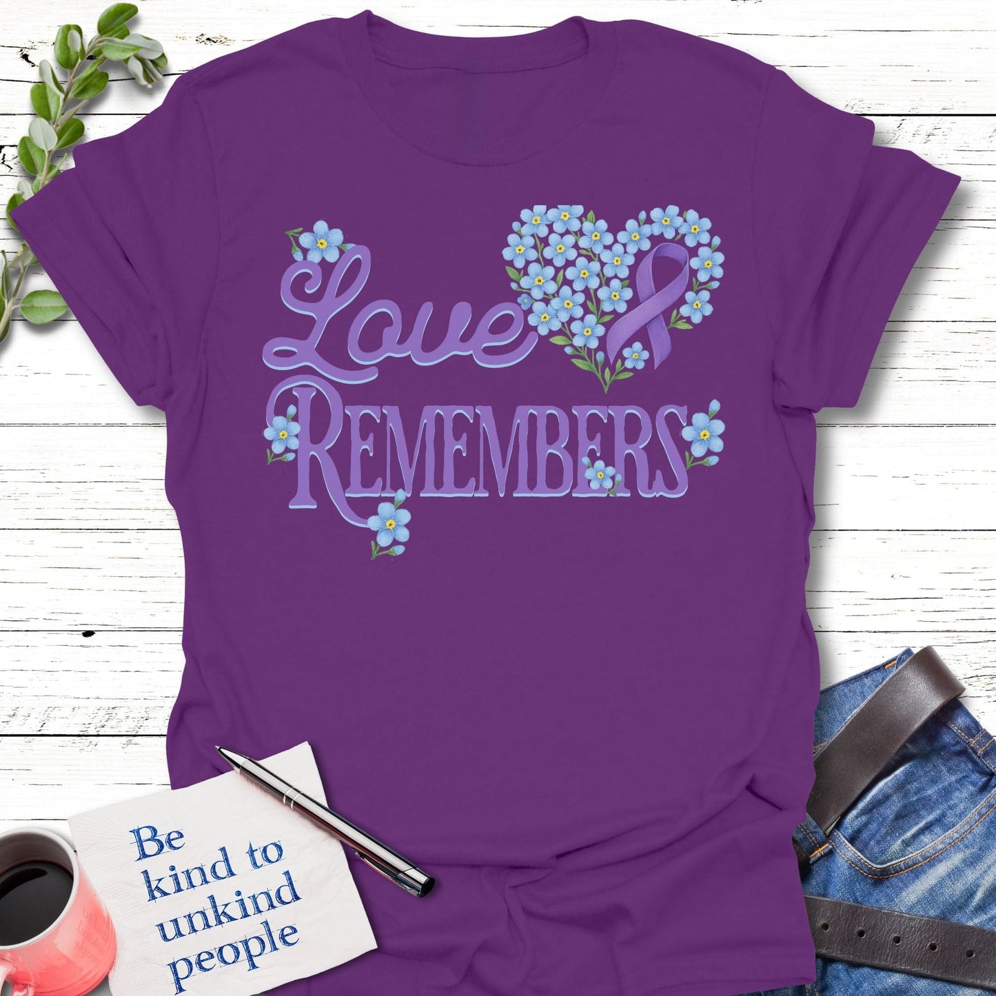 T-Shirt Purple / S Love Remembers T-Shirt Echo Kindness Printify