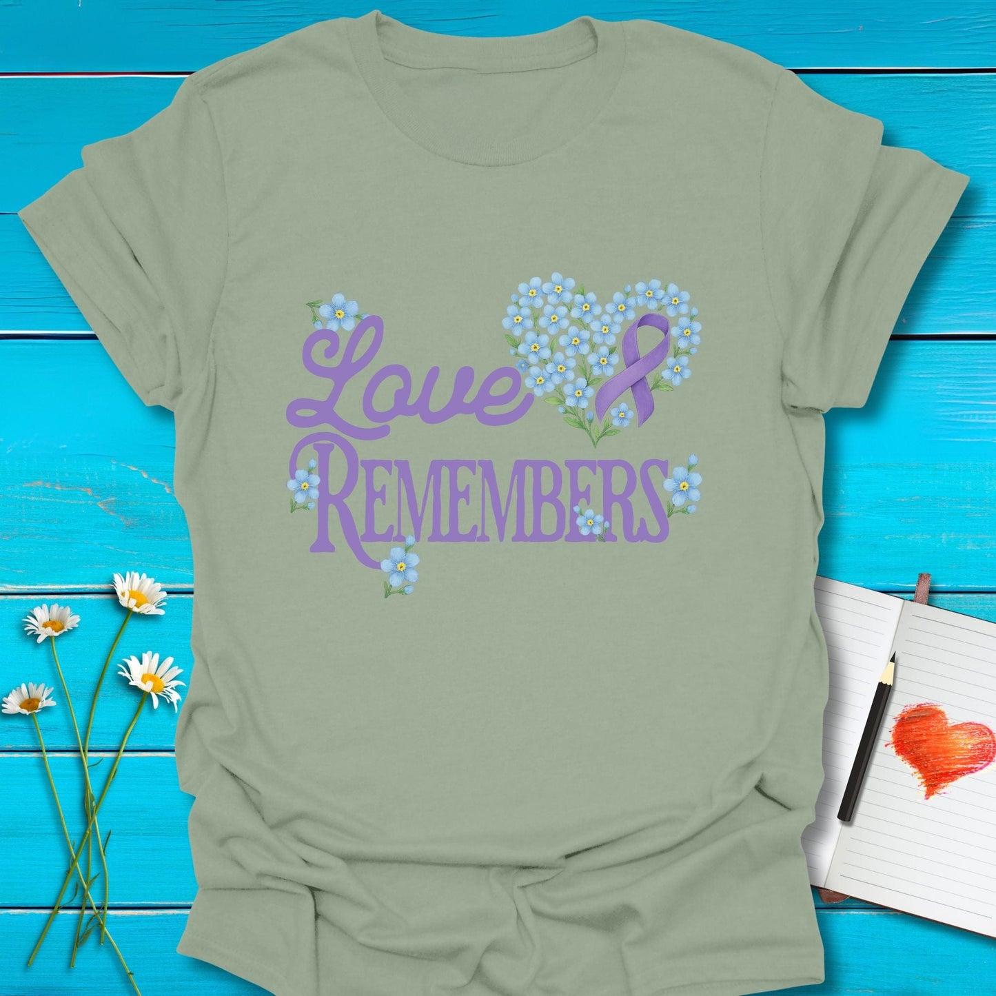 T-Shirt Sage / S Love Remembers T-Shirt Echo Kindness Printify