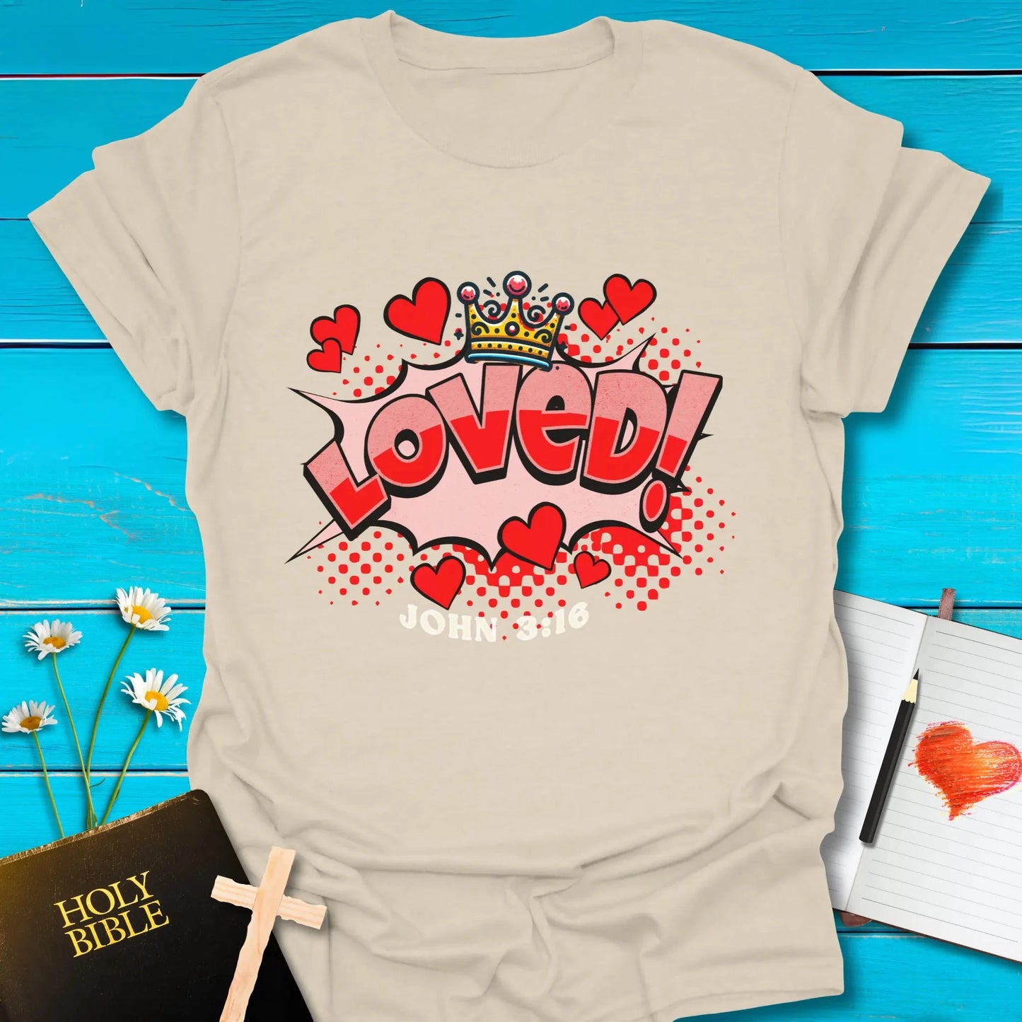 T-Shirt Natural / S Loved Crown T-Shirt Echo Kindness Printify