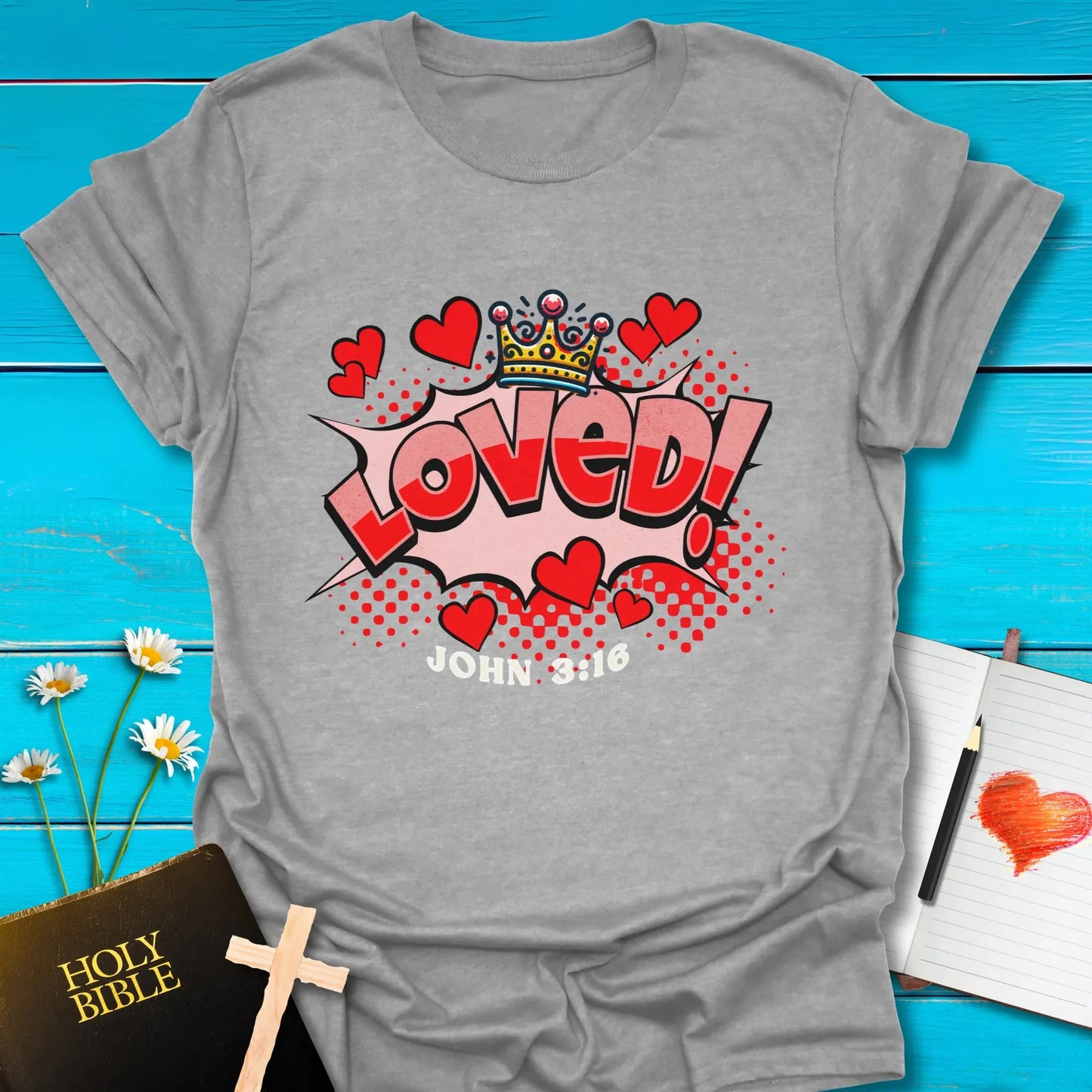 T-Shirt Sport Grey / S Loved Crown T-Shirt Echo Kindness Printify