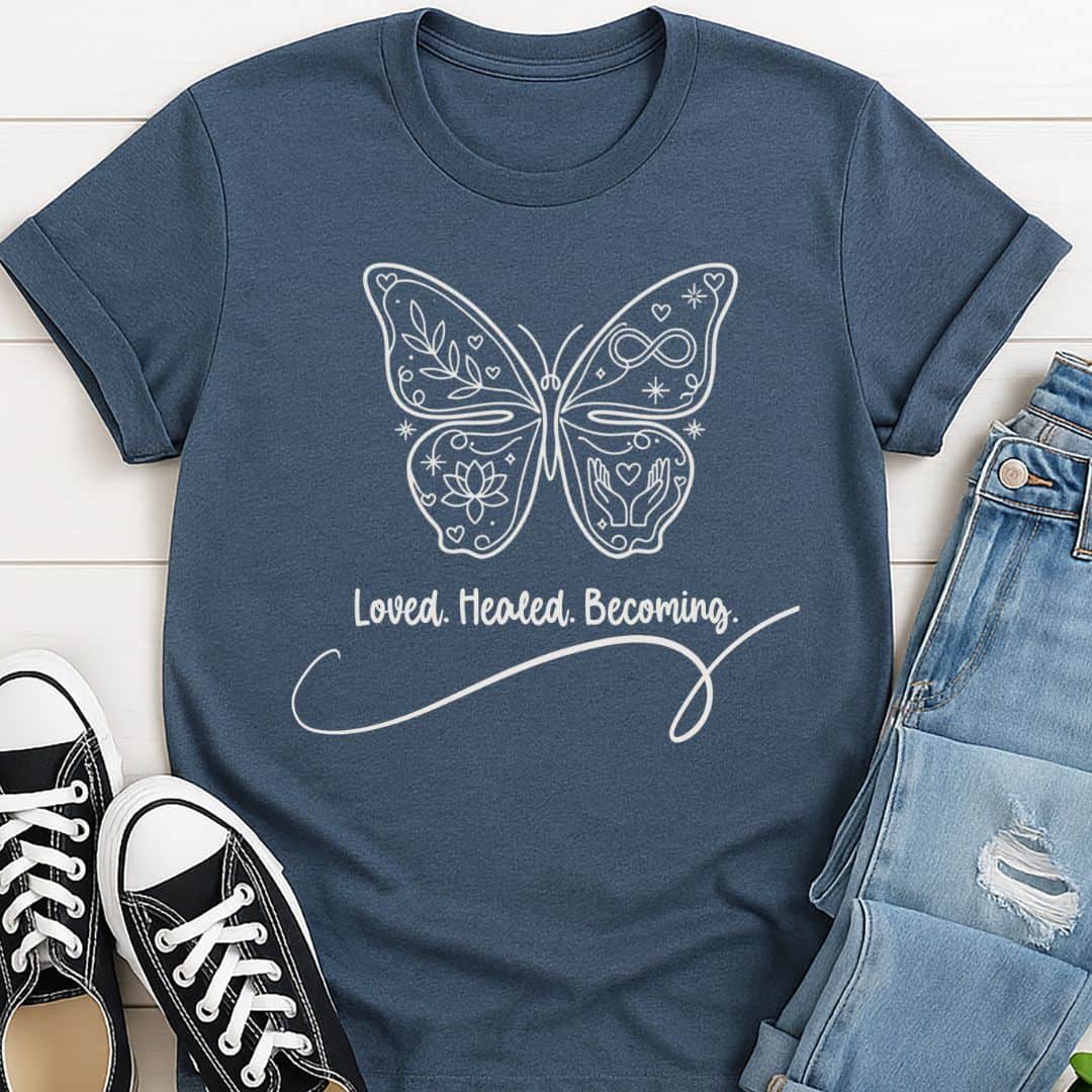 T-Shirt Heather indigo / S Loved Healed Becoming T-Shirt Echo Kindness