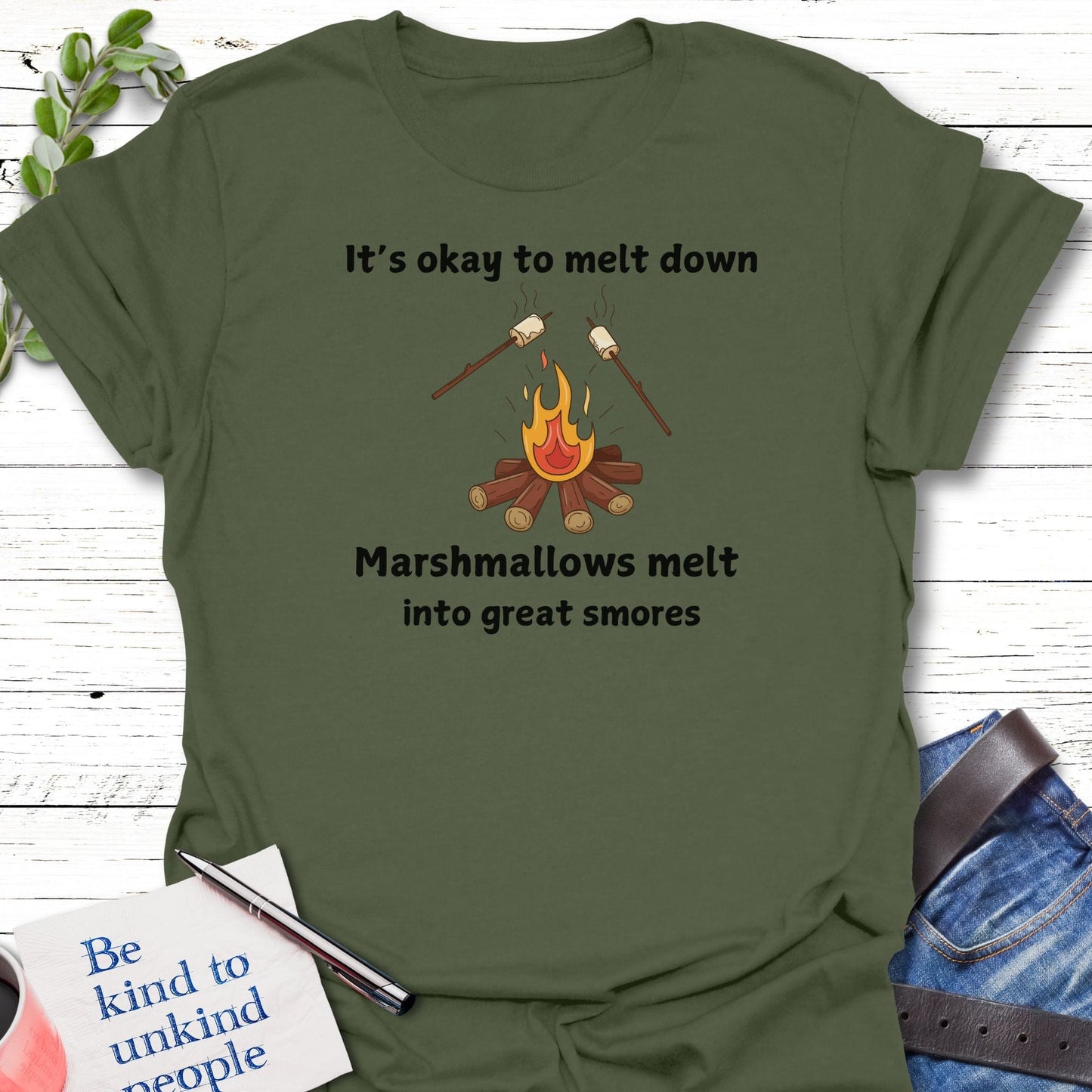 T-Shirt Military Green / S Melt Down T-Shirt Echo Kindness Printify