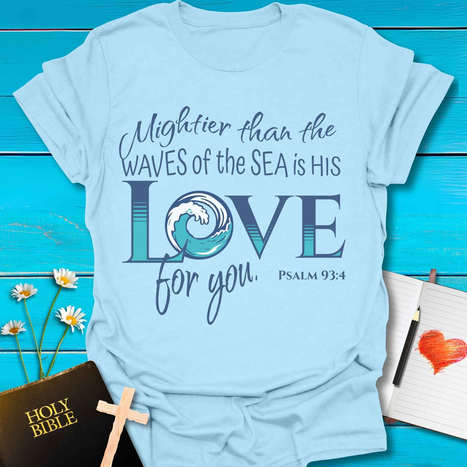 T-Shirt Light Blue / S Mightier Than the Waves T-Shirt Echo Kindness Printify