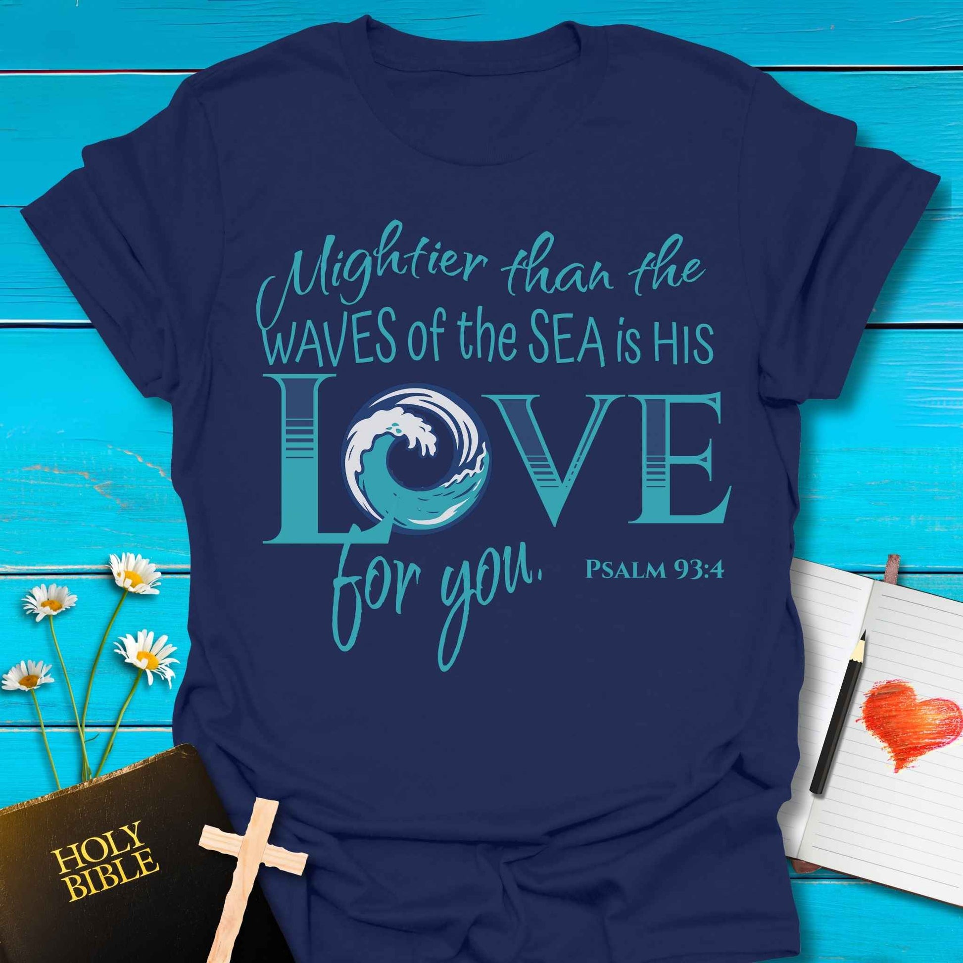 T-Shirt Navy / S Mightier Than the Waves T-Shirt Echo Kindness Printify
