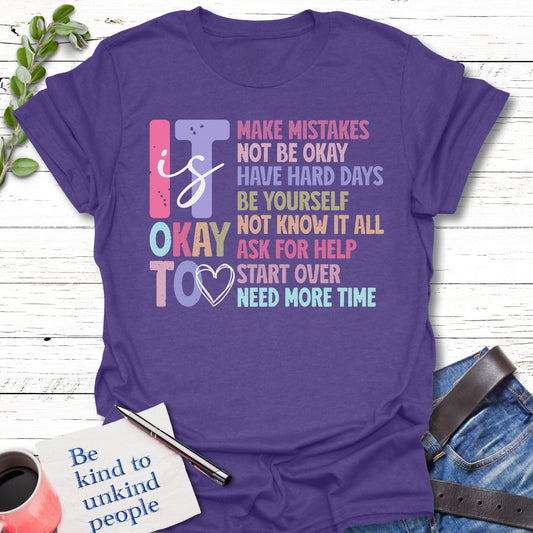 T-Shirt Heather Purple / S Mistakes are Okay T-Shirt Echo Kindness Printify