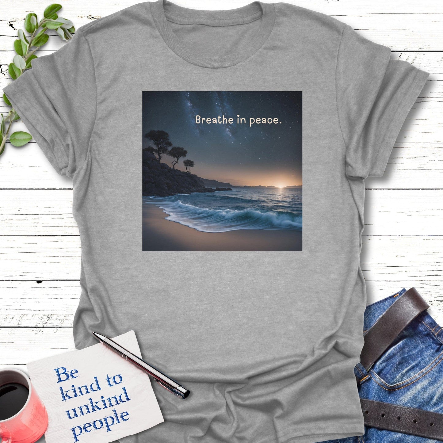 T-Shirt Sport Grey / S Moonlit Calm T-Shirt Echo Kindness Printify