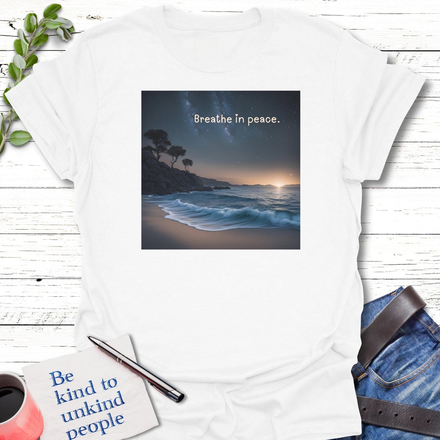 T-Shirt White / S Moonlit Calm T-Shirt Echo Kindness Printify