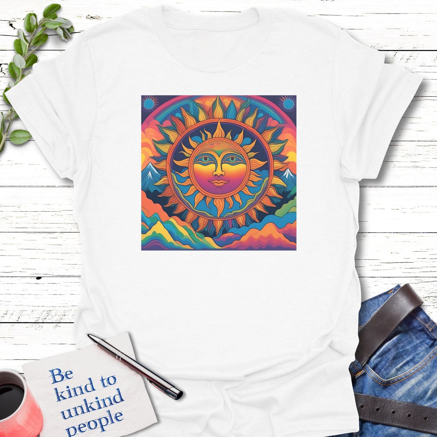 T-Shirt White / S Mountain Sunshine T-Shirt Echo Kindness Printify