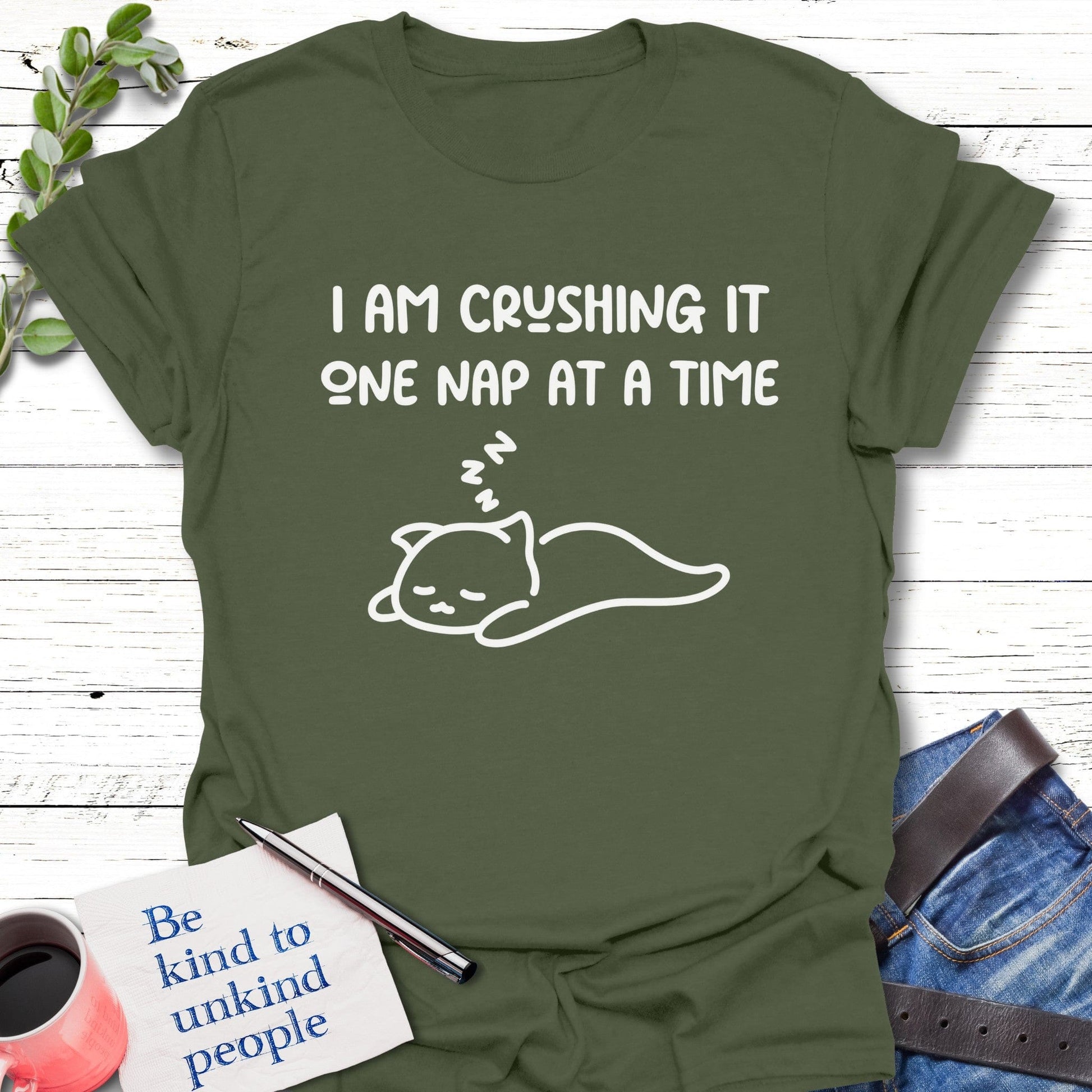 T-Shirt Military Green / S Nap Champ T-Shirt Echo Kindness Printify