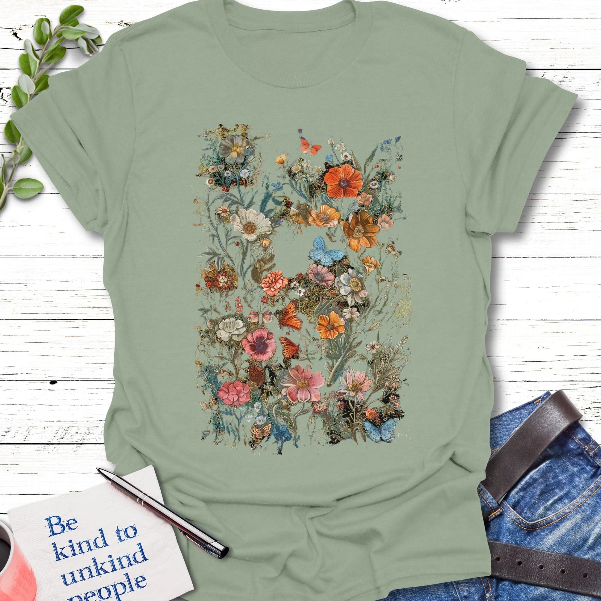 T-Shirt Sage / S Nature's Embrace T-Shirt Echo Kindness Printify