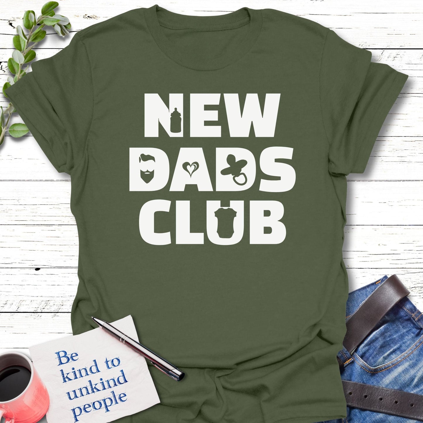 T-Shirt Military Green / S New Dad Mode T-Shirt Echo Kindness Printify