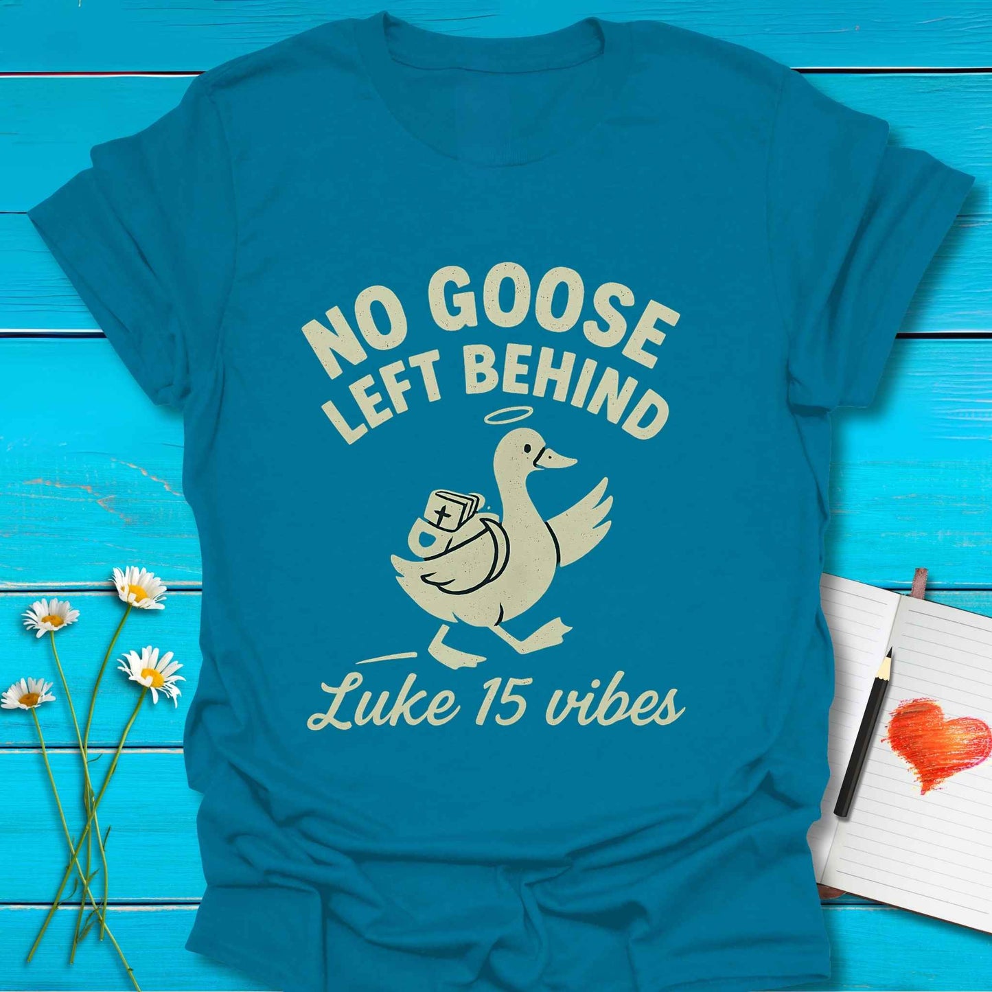 T-Shirt Antique Sapphire / S No Goose Left T-Shirt Echo Kindness Printify