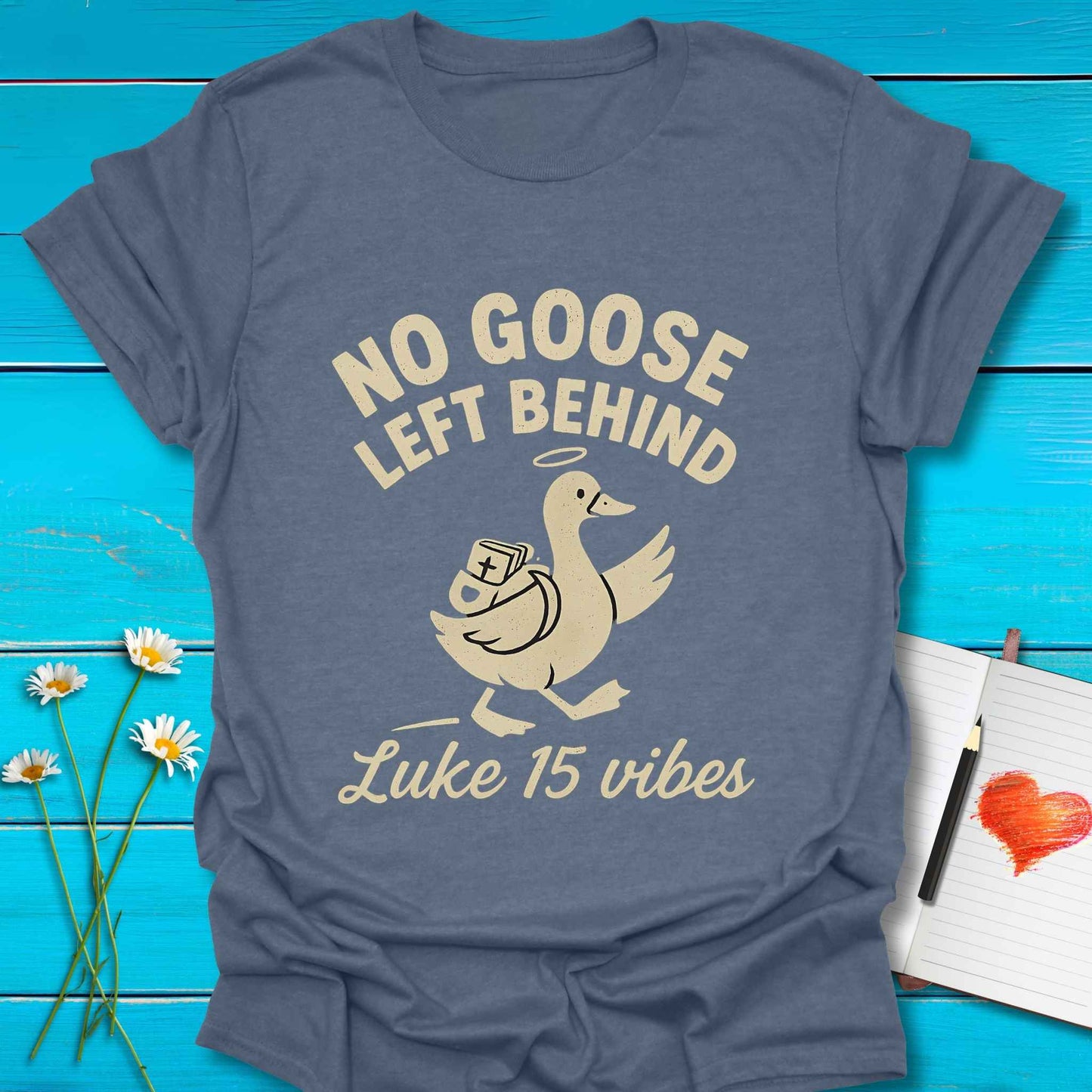 T-Shirt Heather indigo / S No Goose Left T-Shirt Echo Kindness Printify