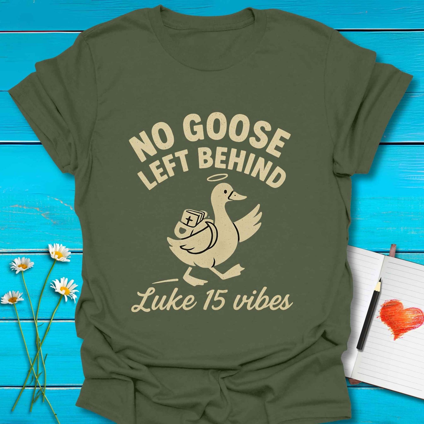 T-Shirt Military Green / S No Goose Left T-Shirt Echo Kindness Printify