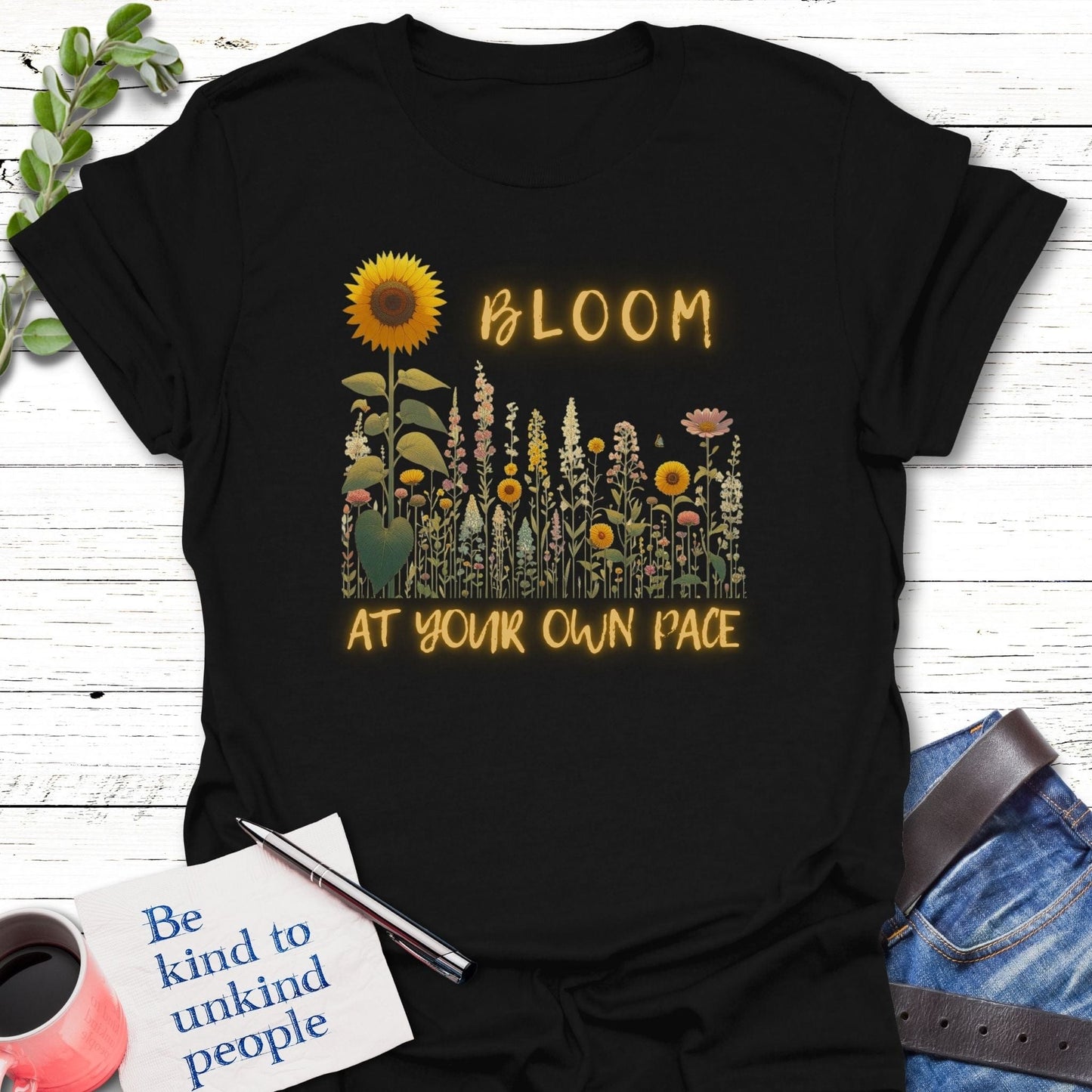 T-Shirt Black / S Own Your Bloom T-Shirt Echo Kindness Printify