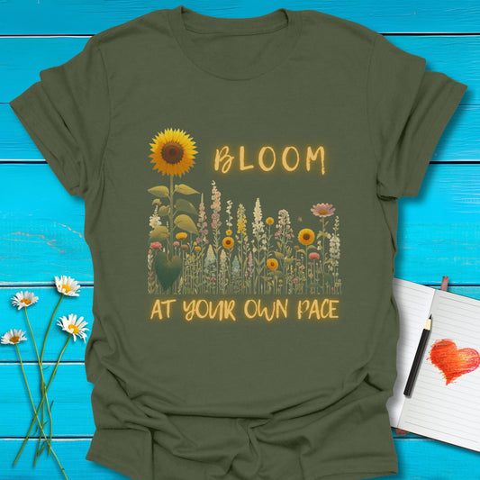T-Shirt Military Green / S Own Your Bloom T-Shirt Echo Kindness Printify