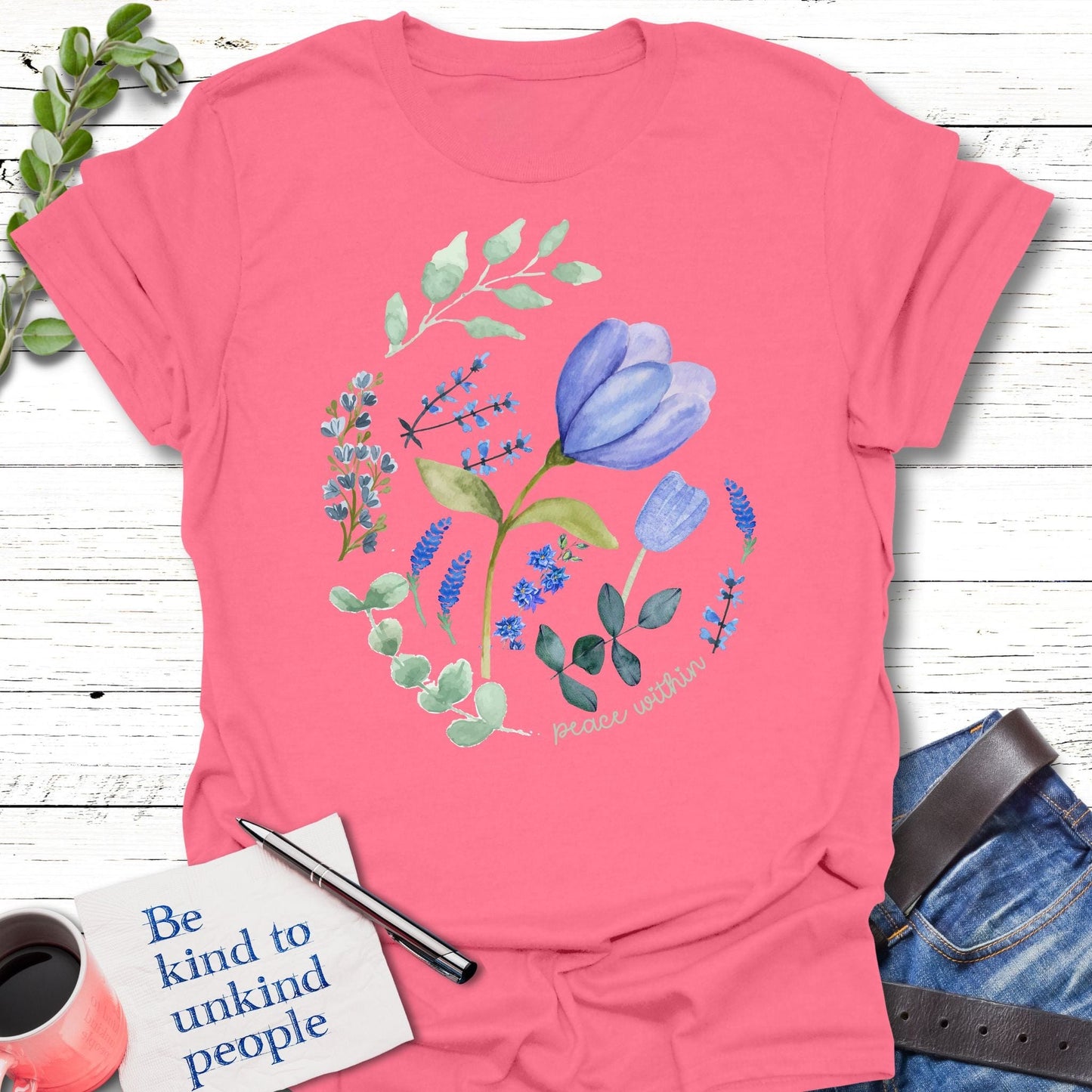 T-Shirt Coral Silk / S Peace Within T-Shirt Echo Kindness Printify