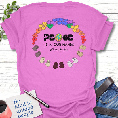 T-Shirt Heather Radiant Orchid / S Peaceful hands T-Shirt Echo Kindness Printify