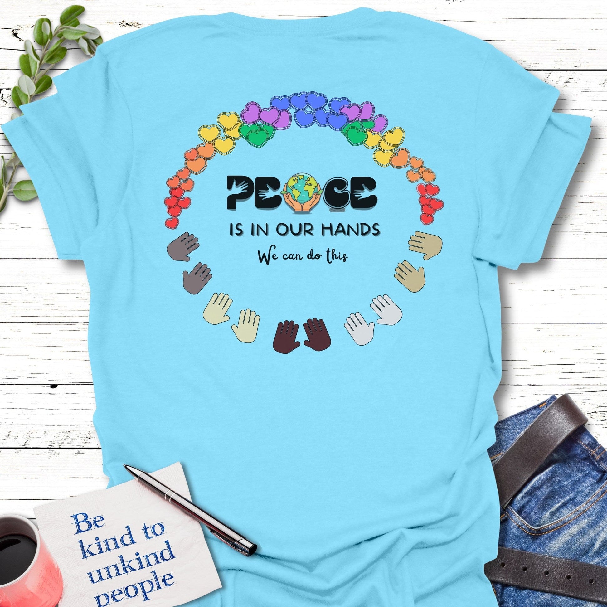 T-Shirt Sky / S Peaceful hands T-Shirt Echo Kindness Printify