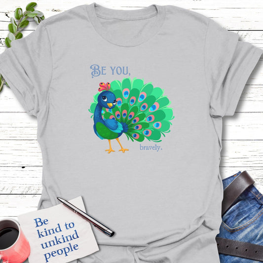 T-Shirt Ice Grey / S Peacock Power T-Shirt Echo Kindness Printify