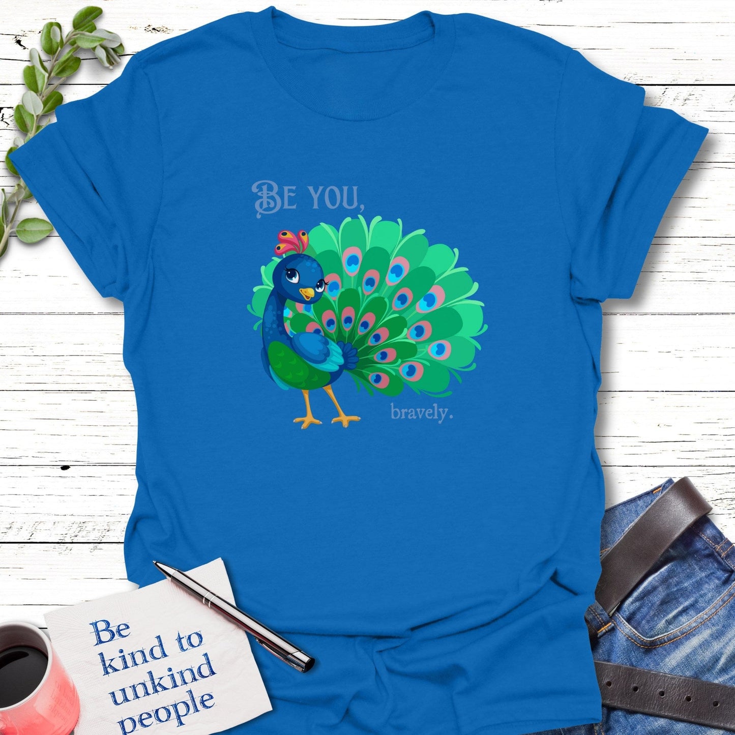 T-Shirt Royal / S Peacock Power T-Shirt Echo Kindness Printify