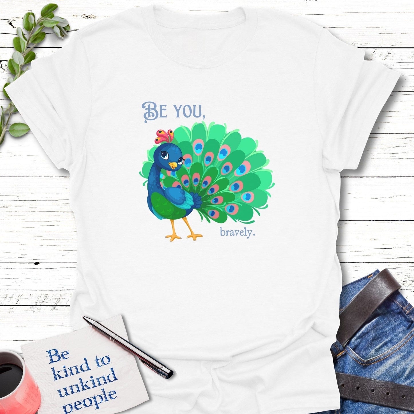 T-Shirt White / S Peacock Power T-Shirt Echo Kindness Printify