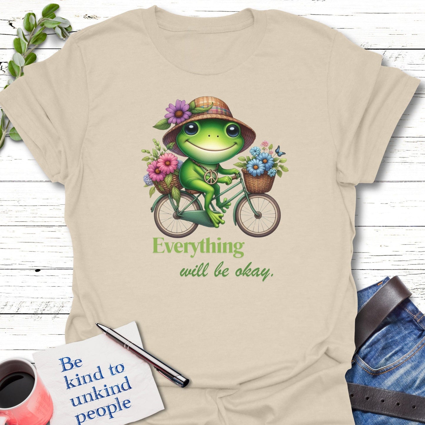 T-Shirt Natural / S Pedal Positivity T-Shirt Echo Kindness Printify