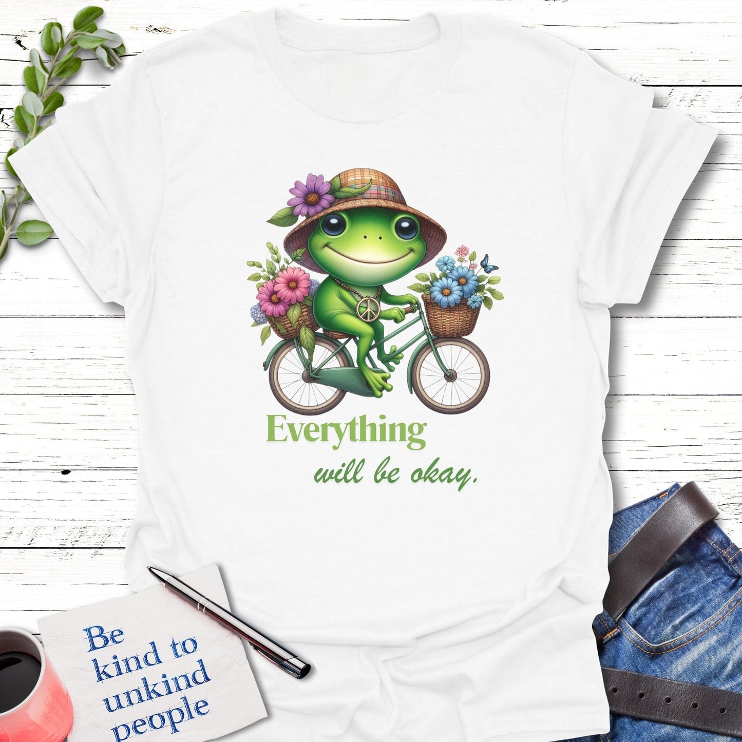 T-Shirt White / S Pedal Positivity T-Shirt Echo Kindness Printify