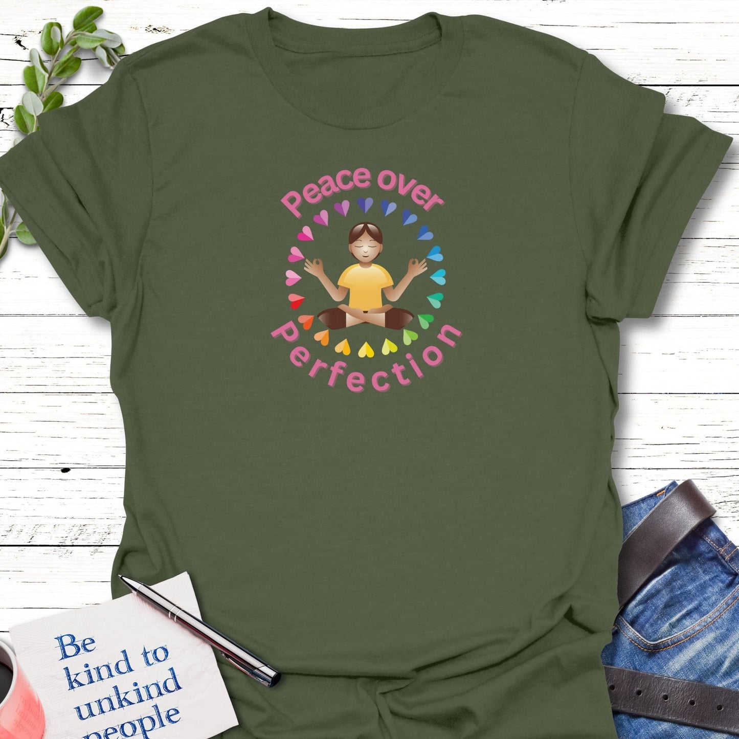 T-Shirt Military Green / S Perfect Zen T-Shirt Echo Kindness Printify