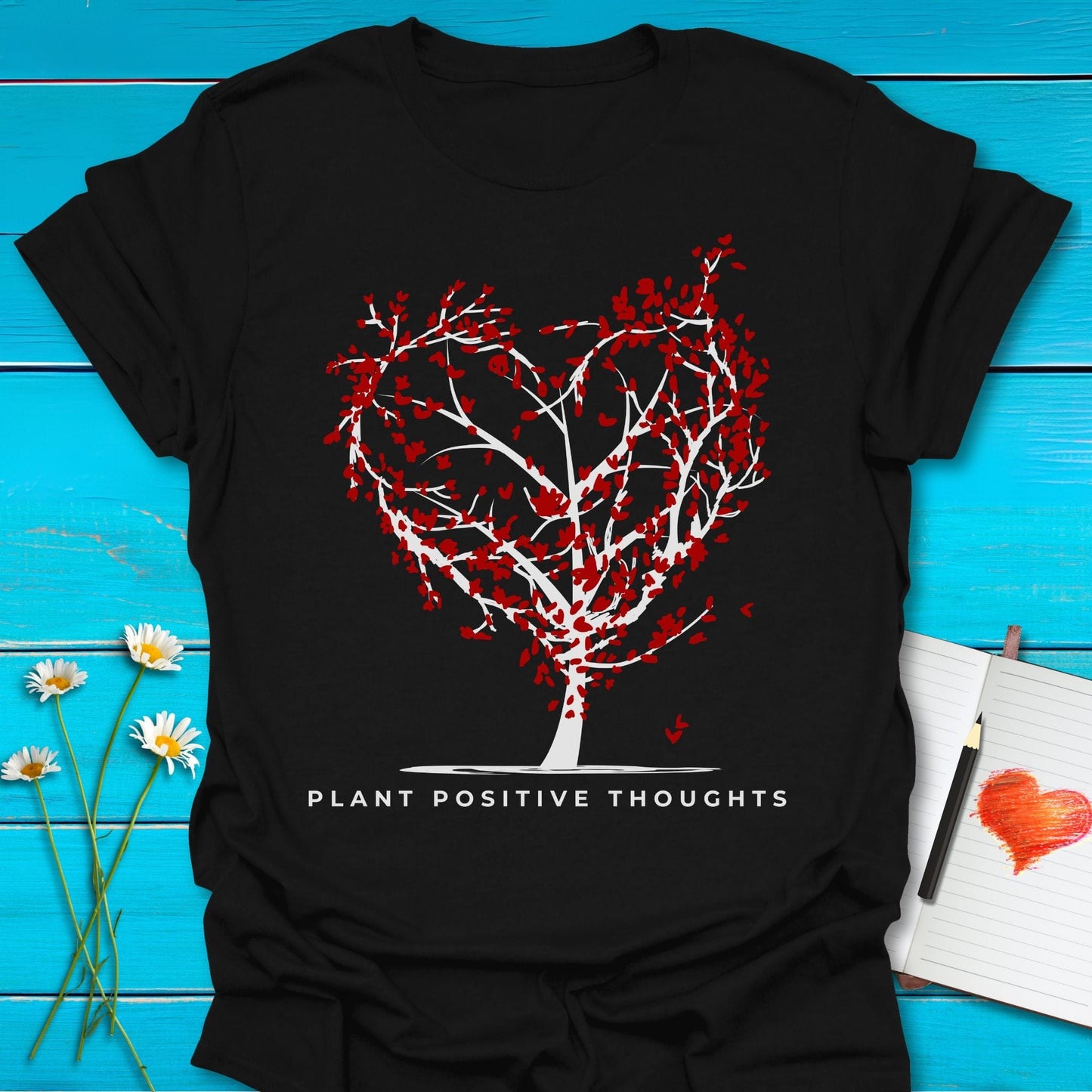 T-Shirt Black / S Plant positive T-Shirt Echo Kindness Printify