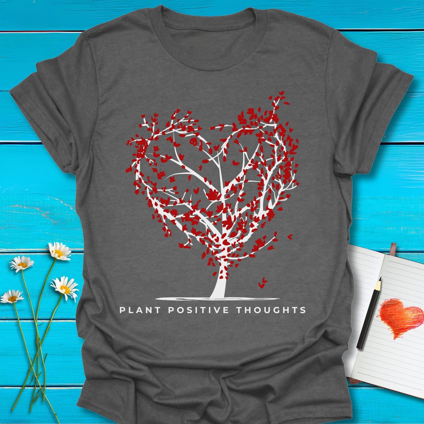 T-Shirt Graphite Heather / S Plant positive T-Shirt Echo Kindness Printify