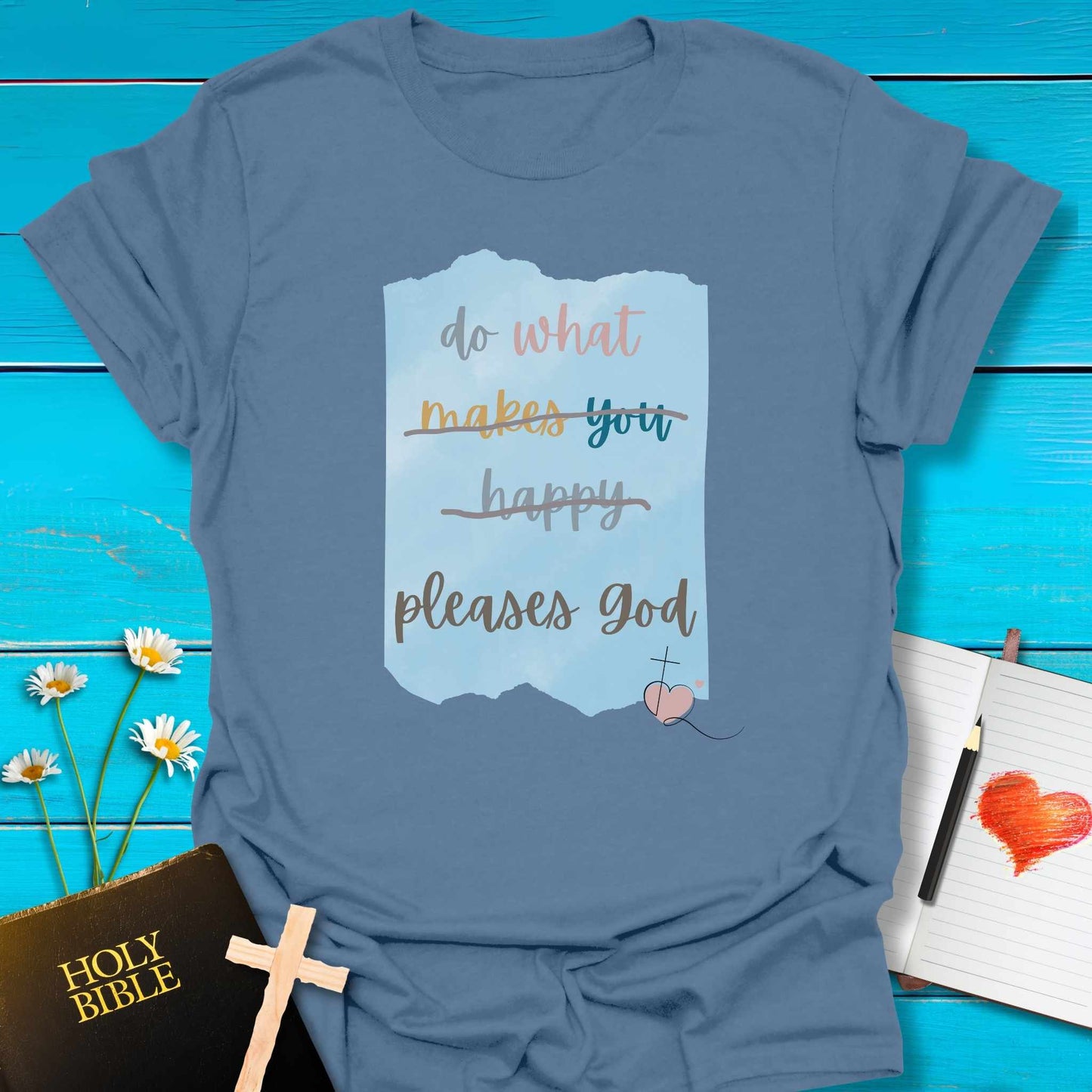 T-Shirt Indigo Blue / S Pleases God T-Shirt Echo Kindness Printify