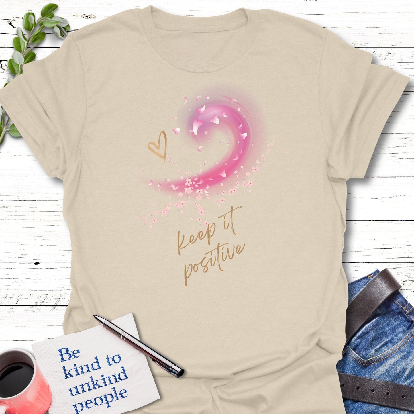 T-Shirt Natural / S Positive Mind T-Shirt Echo Kindness Printify