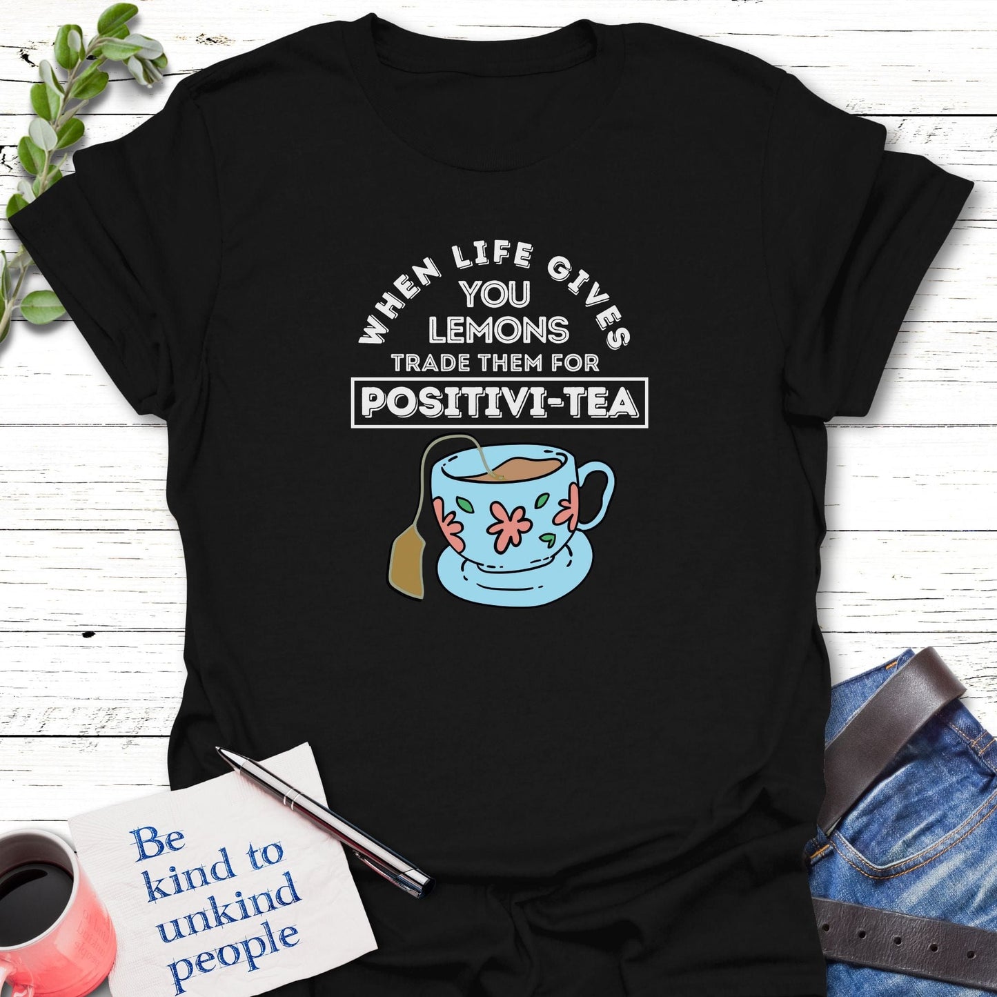 T-Shirt Black / S Positivi-Tea T-Shirt Echo Kindness Printify