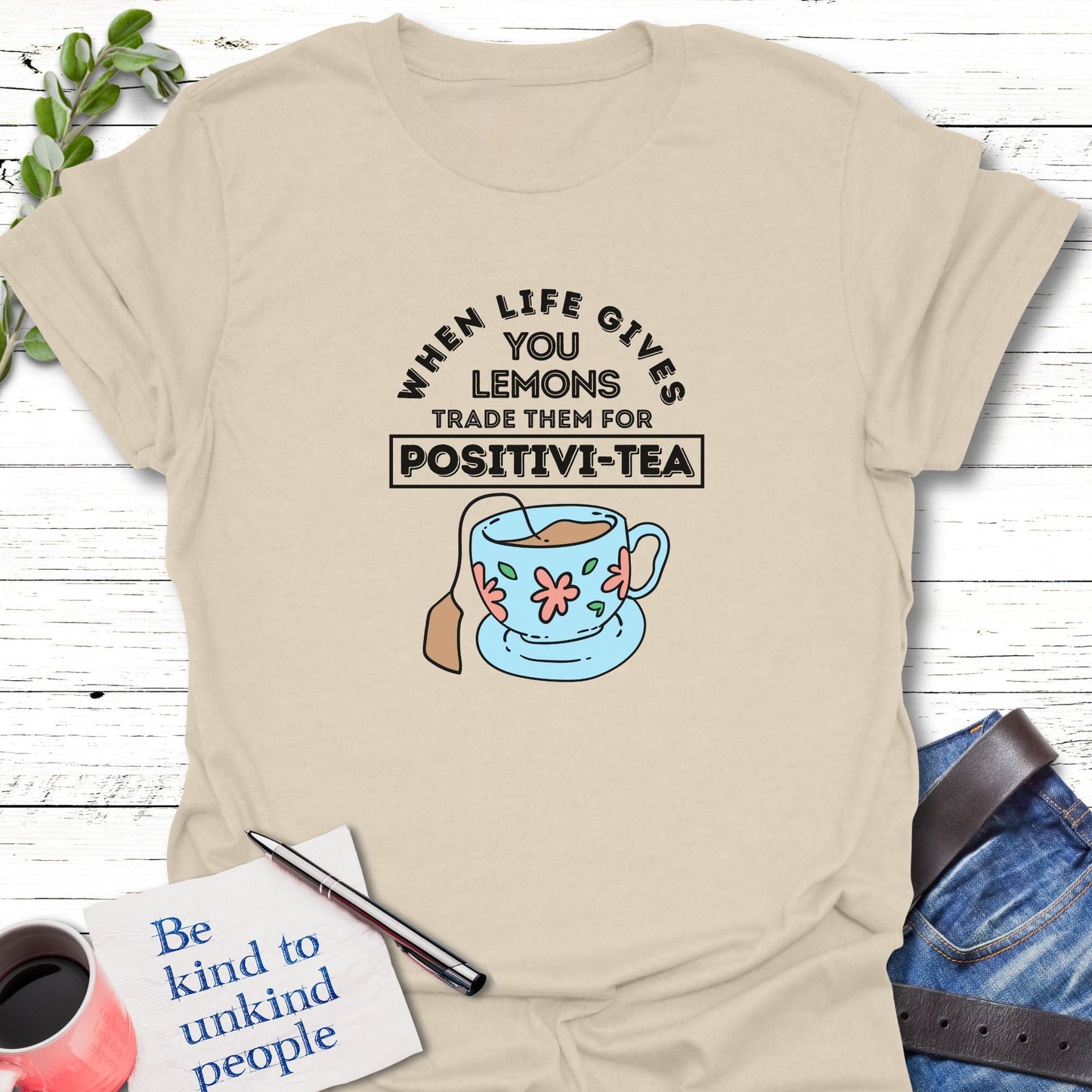 T-Shirt Natural / S Positivi-Tea T-Shirt Echo Kindness Printify