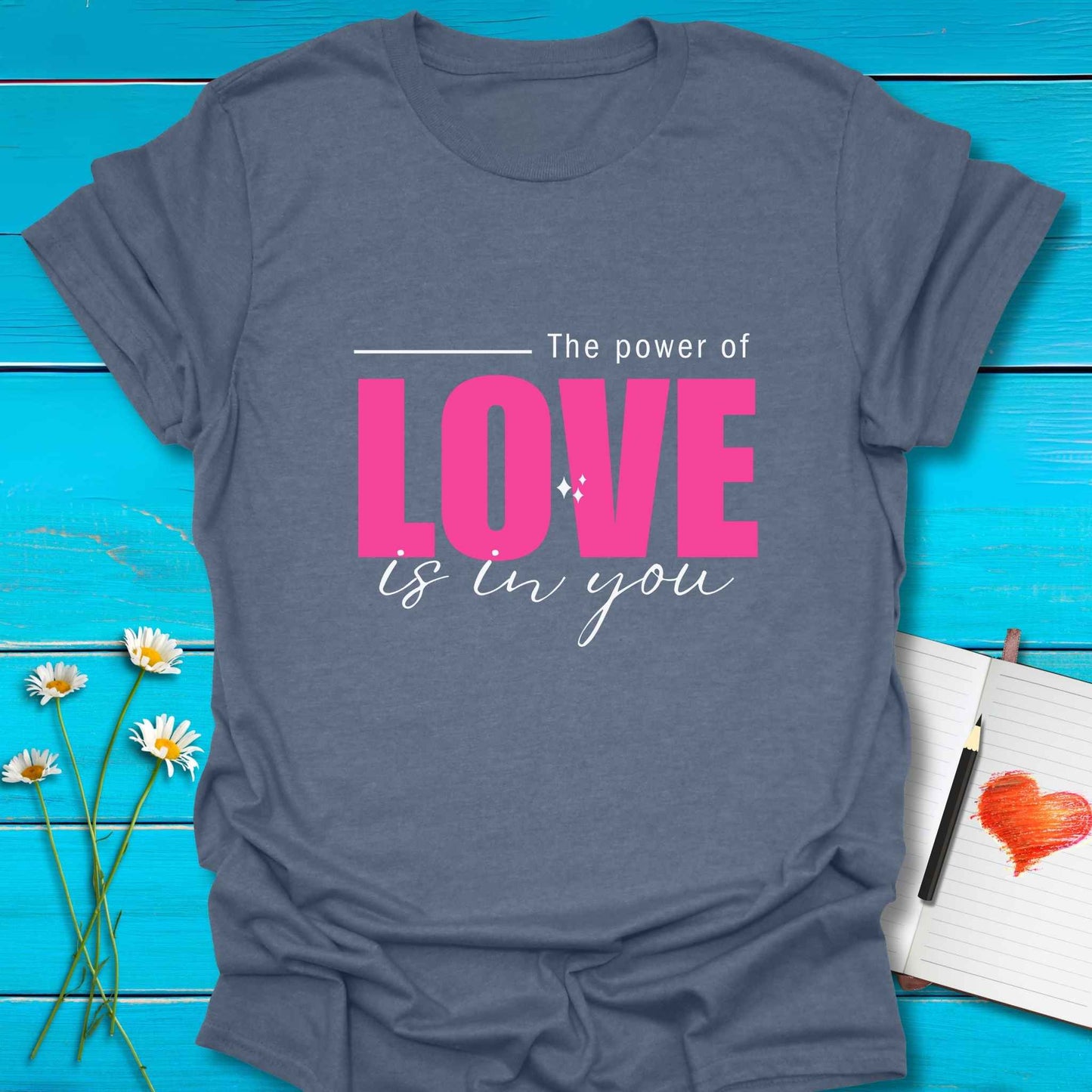 T-Shirt Heather indigo / S Power of Love T-Shirt Echo Kindness Printify