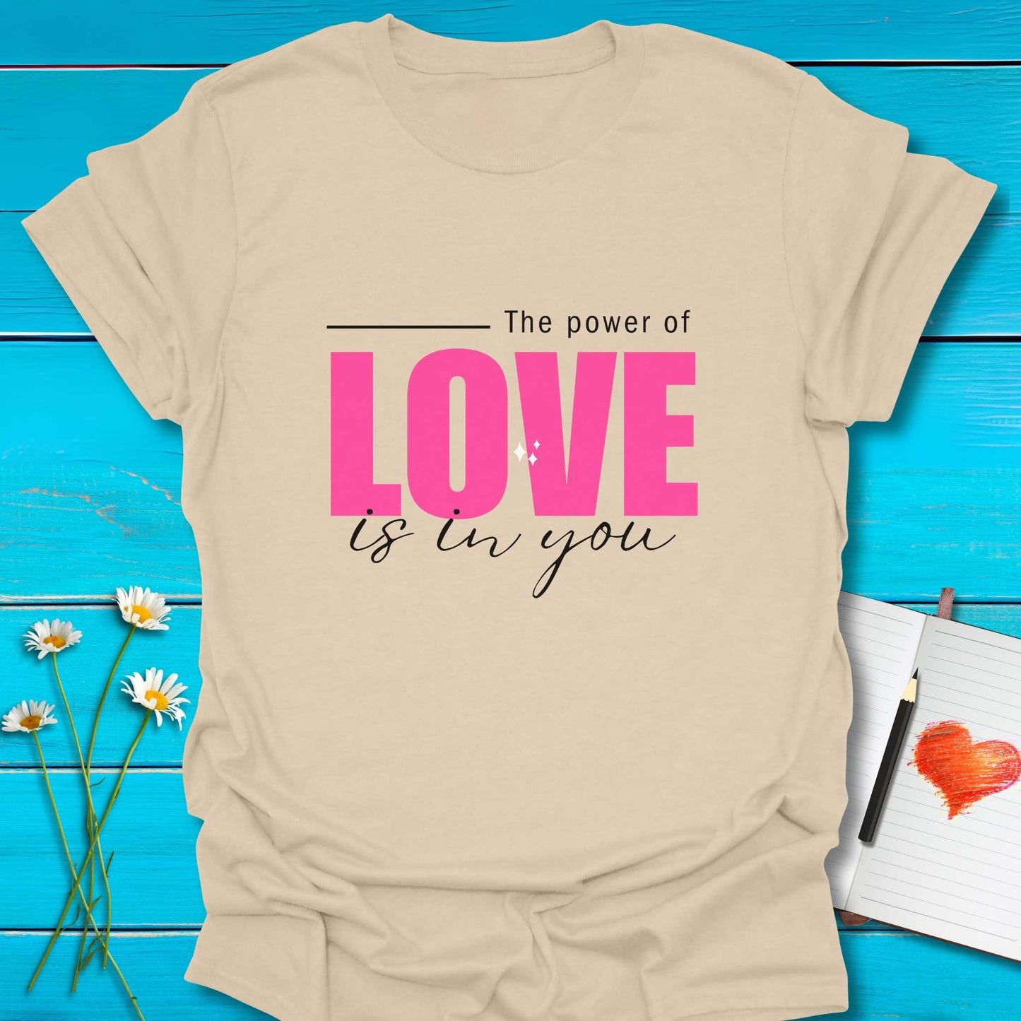 T-Shirt Sand / S Power of Love T-Shirt Echo Kindness Printify